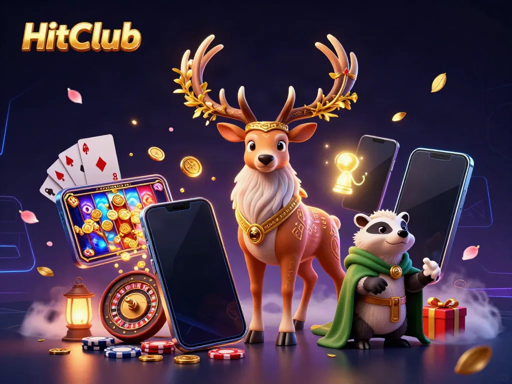 Experience the excitement of HitClub with vibrant casino elements and magical characters.