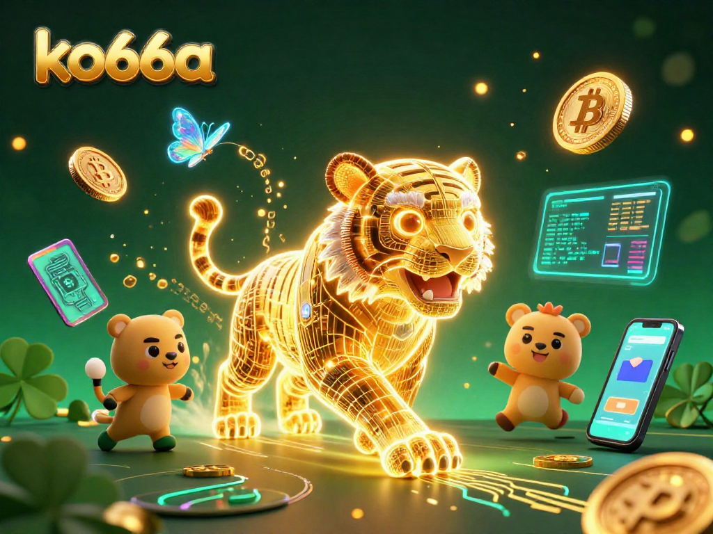Experience thrilling gameplay at ko66a, where a 3D neon-wireframe tiger navigates a digital casino landscape.