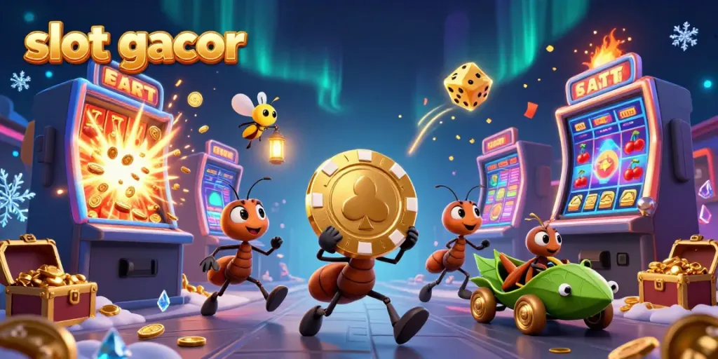Engage in the exhilarating world of slot gacor with a dynamic heist featuring ants stealing a giant poker chip.
