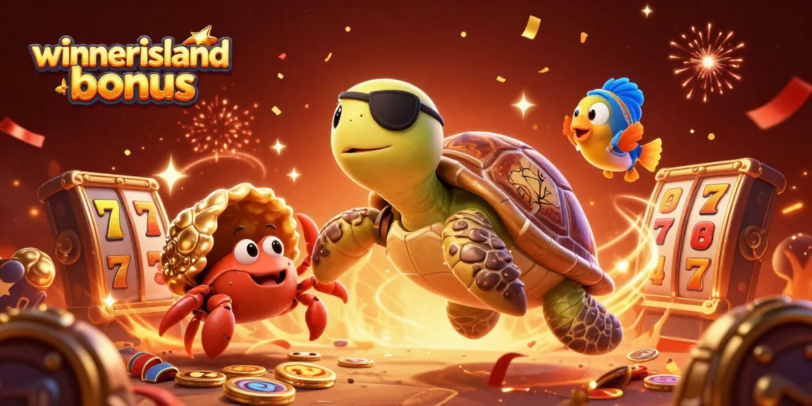Discover the winnerisland bonus with vibrant characters and captivating casino elements in this 3D scene.