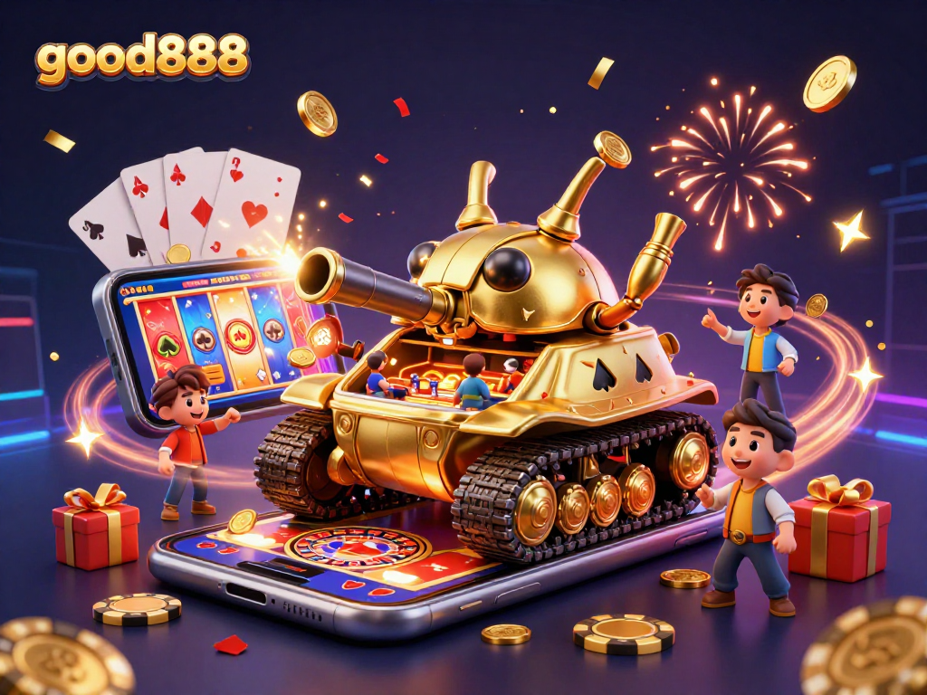 Experience the excitement of good888 as golden coins rain down from a vibrant mini casino within a beetle tank.